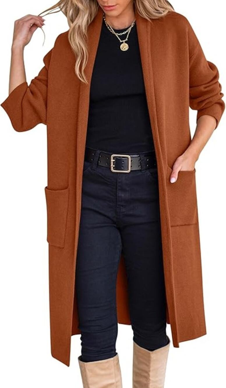 NWT ANRABESS Women's Cardigan Long Sweater Oversized Open Front Coat| S